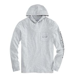 Vineyard Vines Tri-Color Whale Long-Sleeve Hoodie Pocket Tee